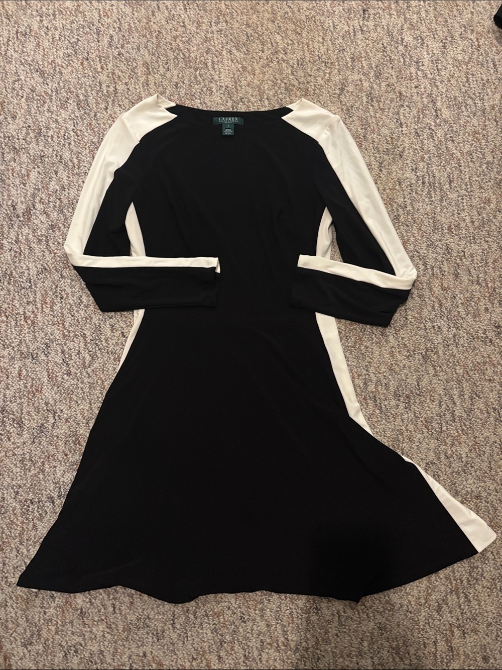 Ralph Lauren Black Dress with Cream Panels